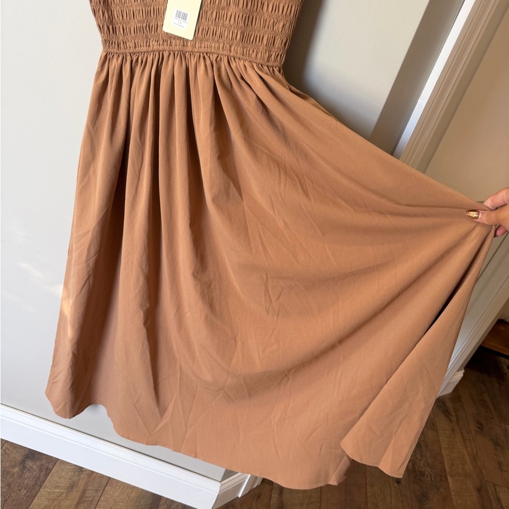 Entro Medium Tan Ruffle Midi Dress - Picture 7 of 10